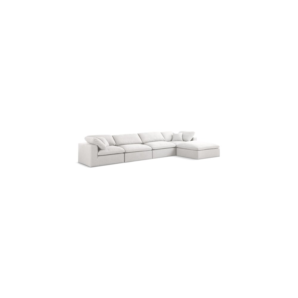 Serene Cream Linen Textured Fabric Deluxe Comfort Modular Sectional