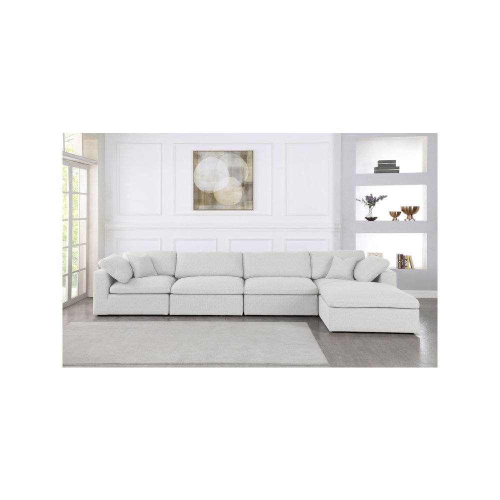 Serene Cream Linen Textured Fabric Deluxe Comfort Modular Sectional