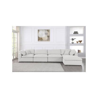 Serene Cream Linen Textured Fabric Deluxe Comfort Modular Sectional