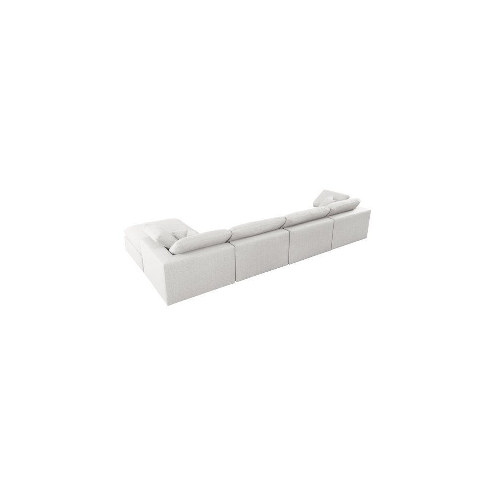 Serene Cream Linen Textured Fabric Deluxe Comfort Modular Sectional