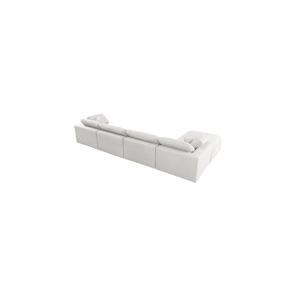 Serene Cream Linen Textured Fabric Deluxe Comfort Modular Sectional