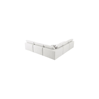 Serene Cream Linen Textured Fabric Deluxe Comfort Modular Sectional