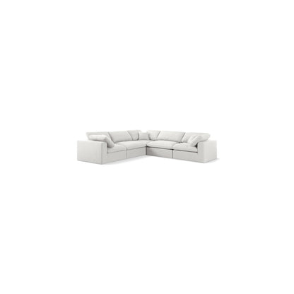 Serene Cream Linen Textured Fabric Deluxe Comfort Modular Sectional