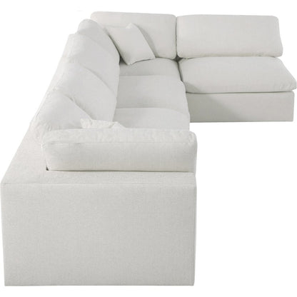 Serene Cream Linen Textured Fabric Deluxe Comfort Modular Sectional