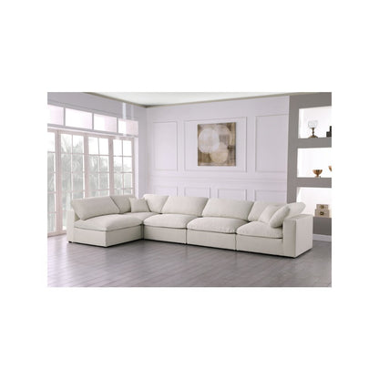 Serene Cream Linen Textured Fabric Deluxe Comfort Modular Sectional