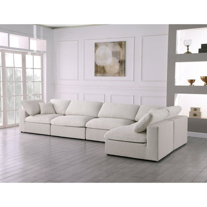 Serene Cream Linen Textured Fabric Deluxe Comfort Modular Sectional