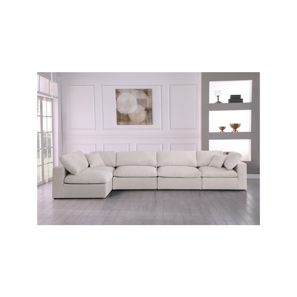 Serene Cream Linen Textured Fabric Deluxe Comfort Modular Sectional