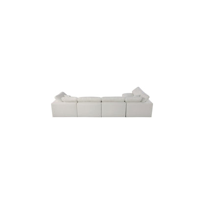 Serene Cream Linen Textured Fabric Deluxe Comfort Modular Sectional