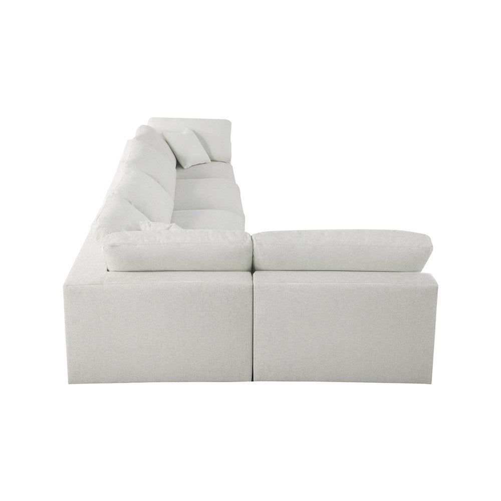 Serene Cream Linen Textured Fabric Deluxe Comfort Modular Sectional