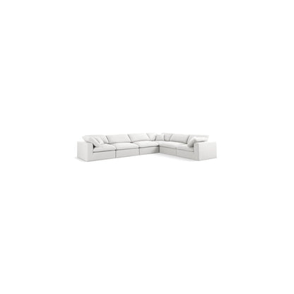 Serene Cream Linen Textured Fabric Deluxe Comfort Modular Sectional