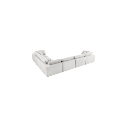 Serene Cream Linen Textured Fabric Deluxe Comfort Modular Sectional