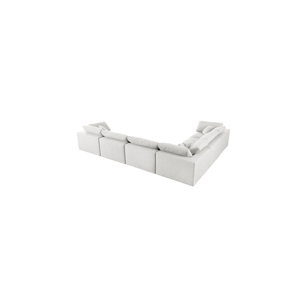 Serene Cream Linen Textured Fabric Deluxe Comfort Modular Sectional