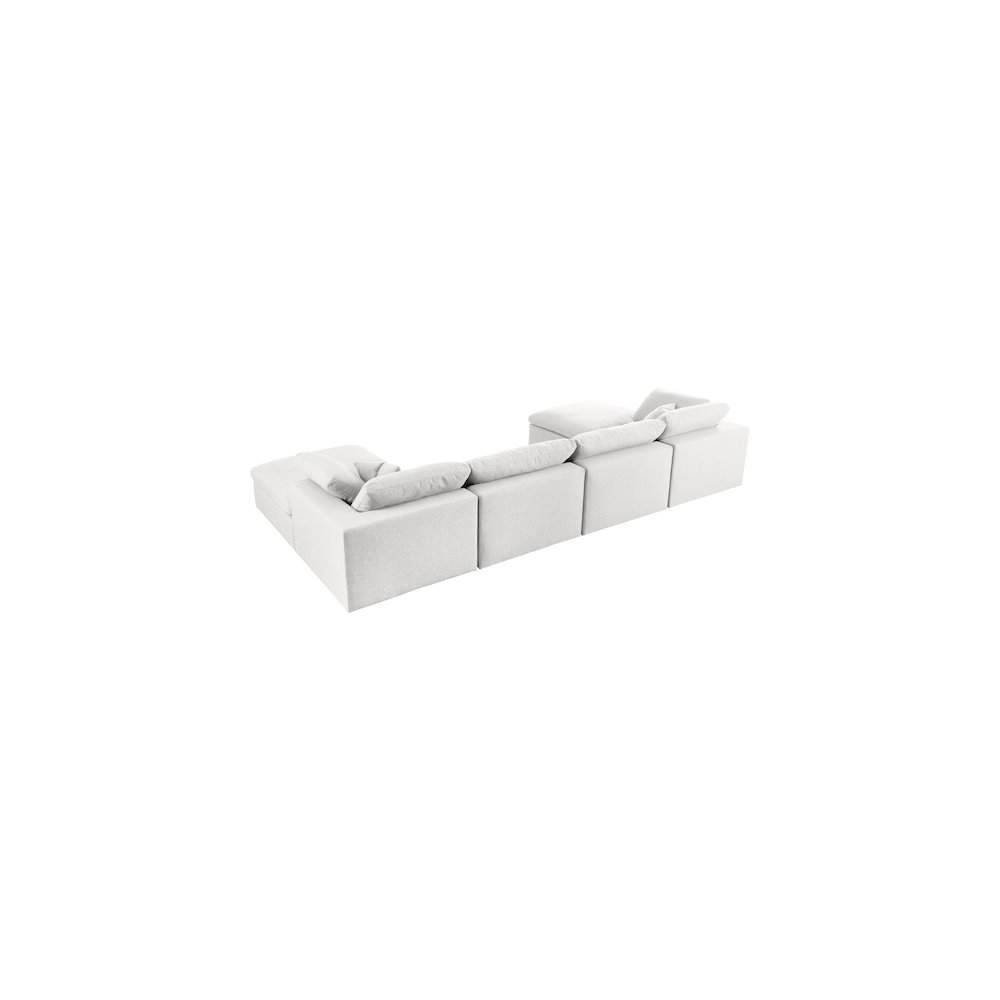 Serene Cream Linen Textured Fabric Deluxe Comfort Modular Sectional