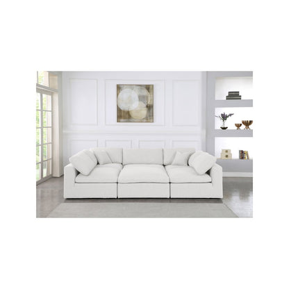 Serene Cream Linen Textured Fabric Deluxe Comfort Modular Sectional