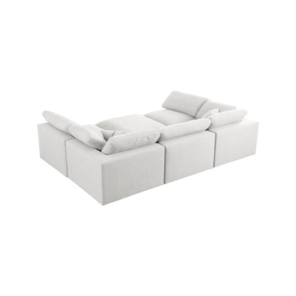 Serene Cream Linen Textured Fabric Deluxe Comfort Modular Sectional