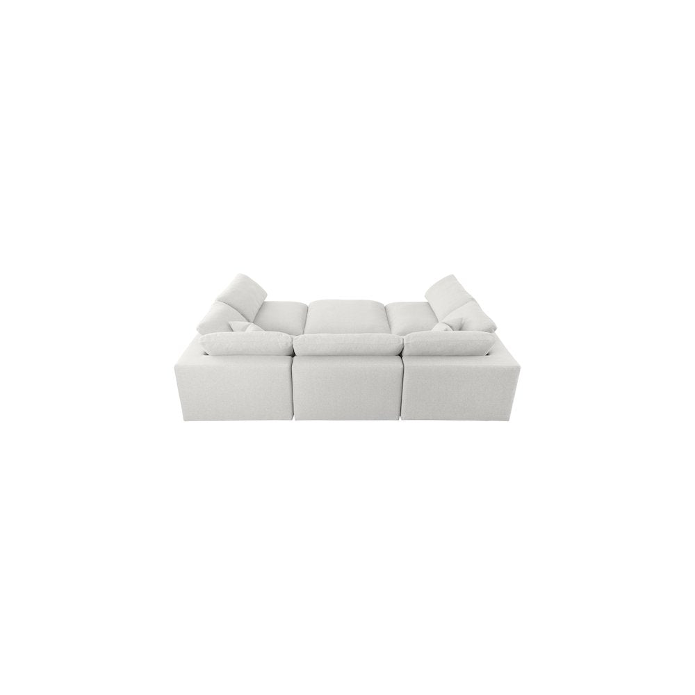 Serene Cream Linen Textured Fabric Deluxe Comfort Modular Sectional