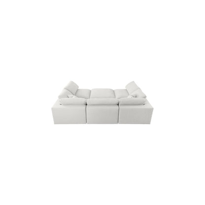 Serene Cream Linen Textured Fabric Deluxe Comfort Modular Sectional