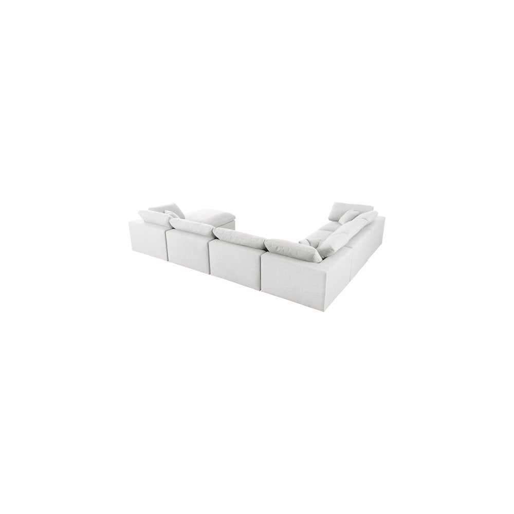 Serene Cream Linen Textured Fabric Deluxe Comfort Modular Sectional