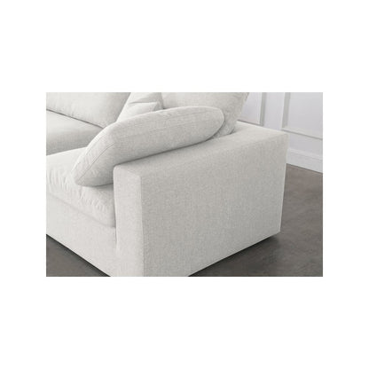 Serene Cream Linen Textured Fabric Deluxe Comfort Modular Sectional