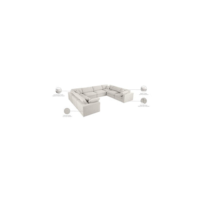 Serene Cream Linen Textured Fabric Deluxe Comfort Modular Sectional