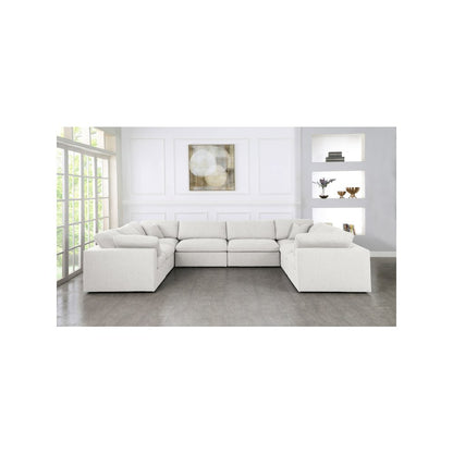 Serene Cream Linen Textured Fabric Deluxe Comfort Modular Sectional