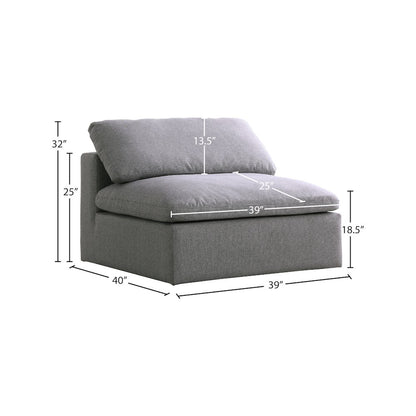 Serene Grey Linen Textured Fabric Deluxe Comfort Modular Armless Chair