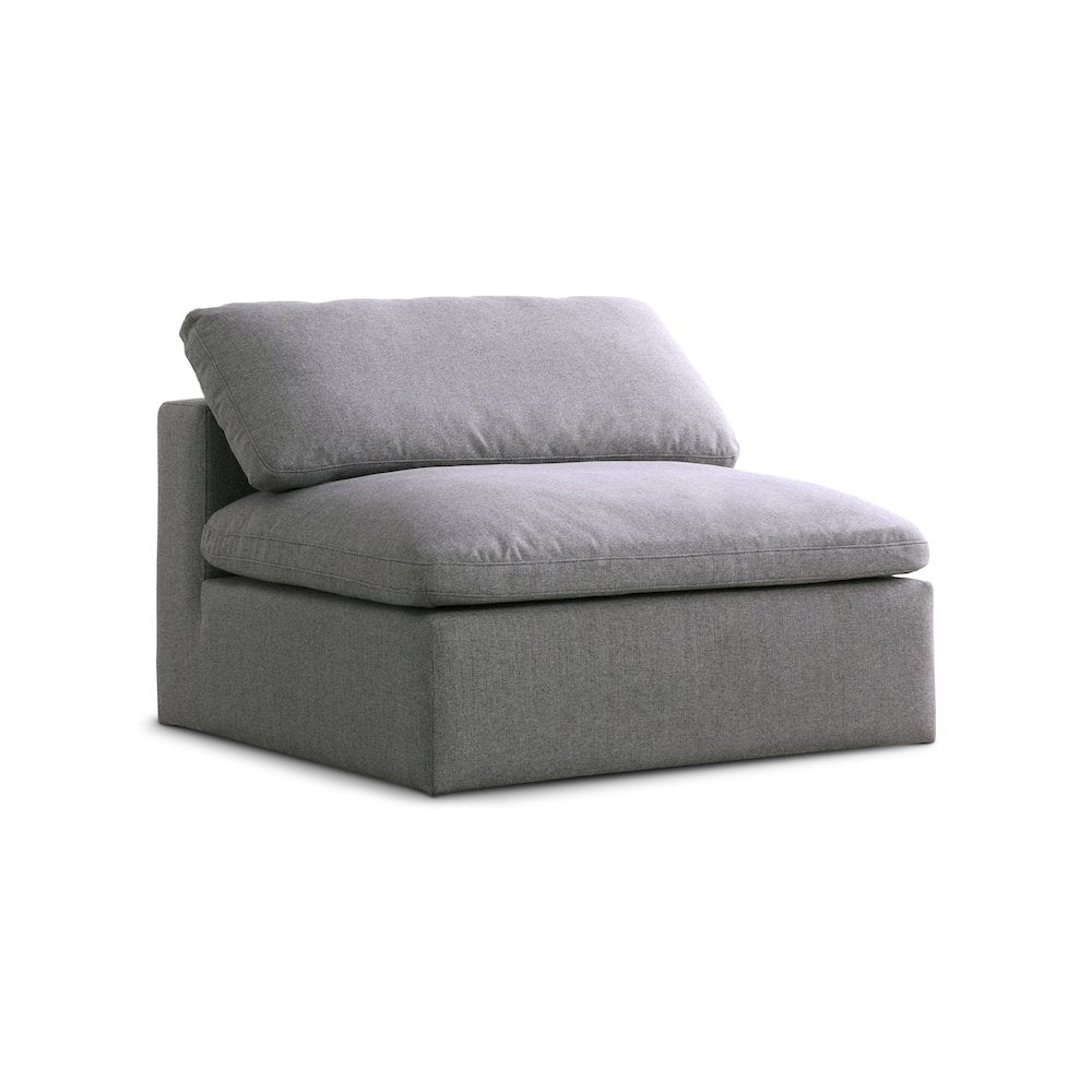 Serene Grey Linen Textured Fabric Deluxe Comfort Modular Armless Chair