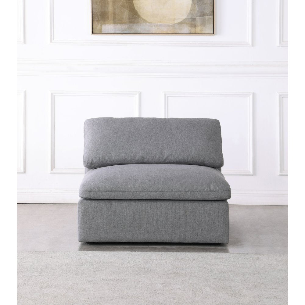Serene Grey Linen Textured Fabric Deluxe Comfort Modular Armless Chair