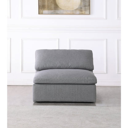 Serene Grey Linen Textured Fabric Deluxe Comfort Modular Armless Chair