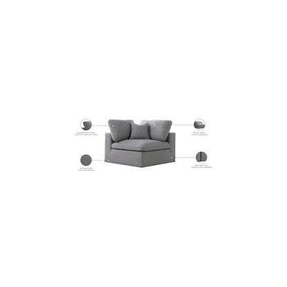 Serene Grey Linen Textured Fabric Deluxe Comfort Modular Corner Chair
