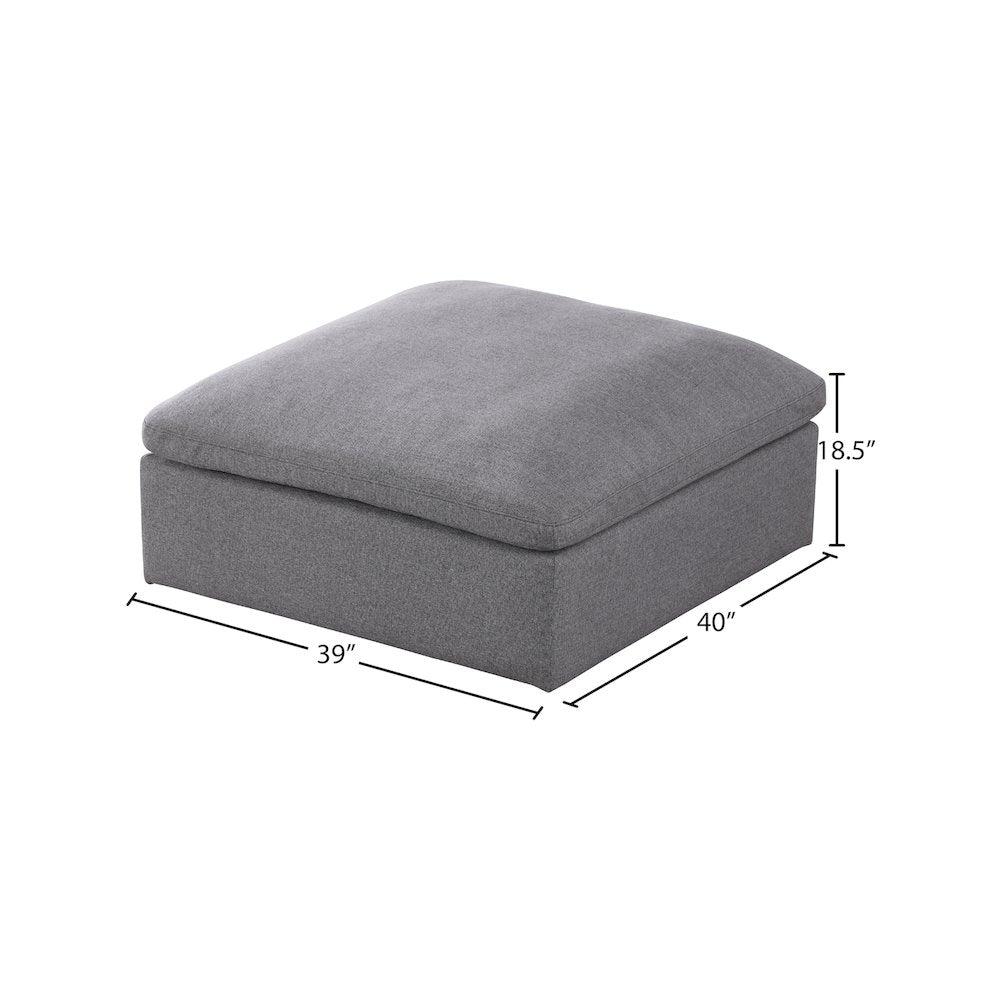 Serene Grey Linen Textured Fabric Deluxe Comfort Modular Ottoman