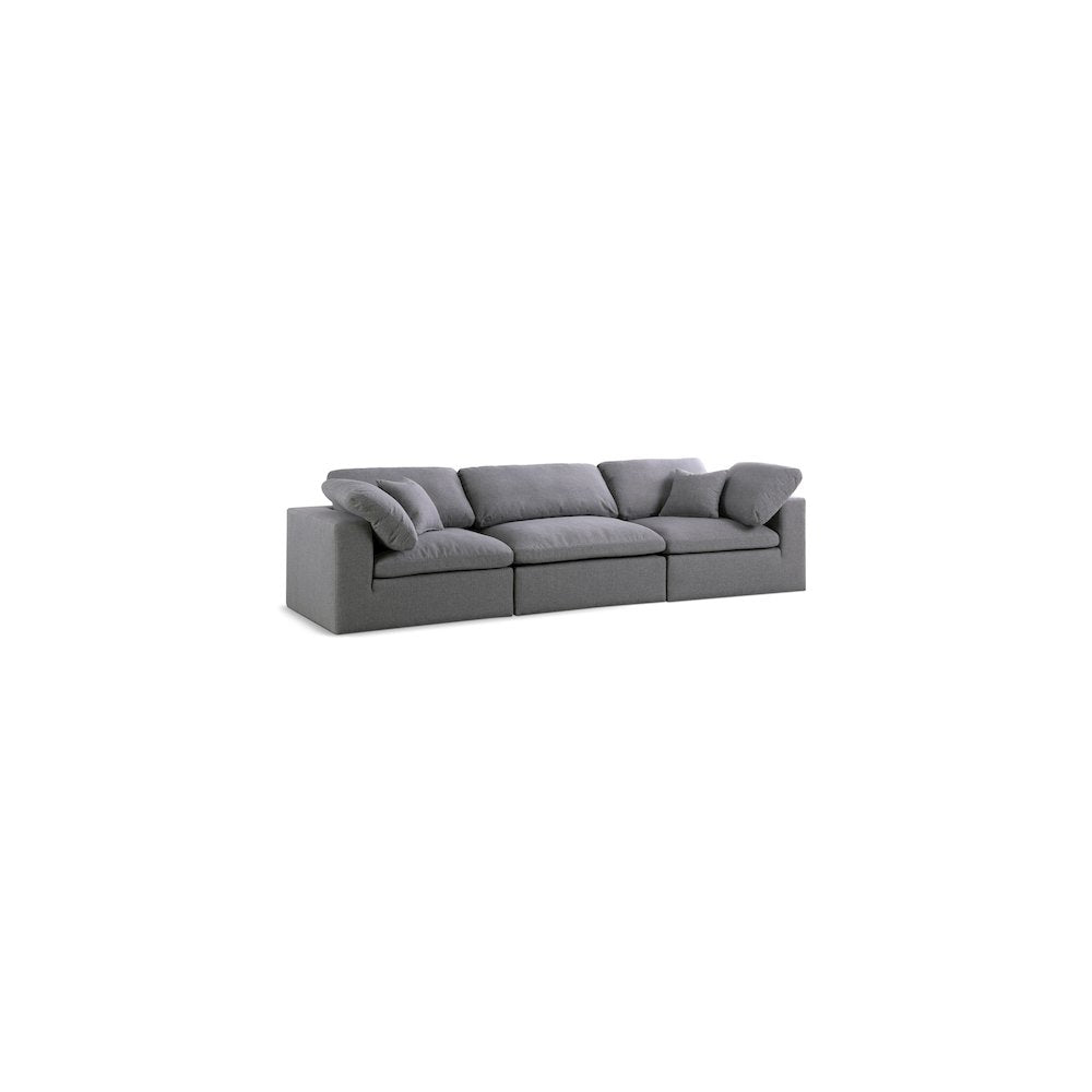 Serene Grey Linen Textured Fabric Deluxe Comfort Modular Sofa