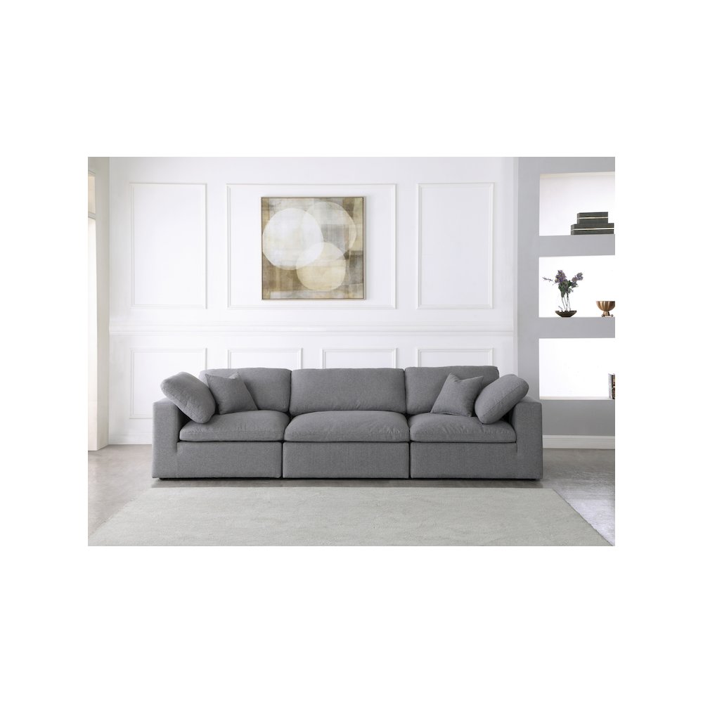 Serene Grey Linen Textured Fabric Deluxe Comfort Modular Sofa