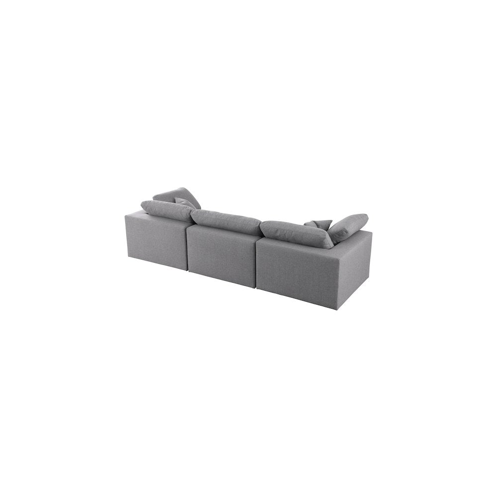 Serene Grey Linen Textured Fabric Deluxe Comfort Modular Sofa