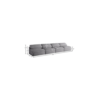 Serene Grey Linen Textured Fabric Deluxe Comfort Modular Armless Sofa