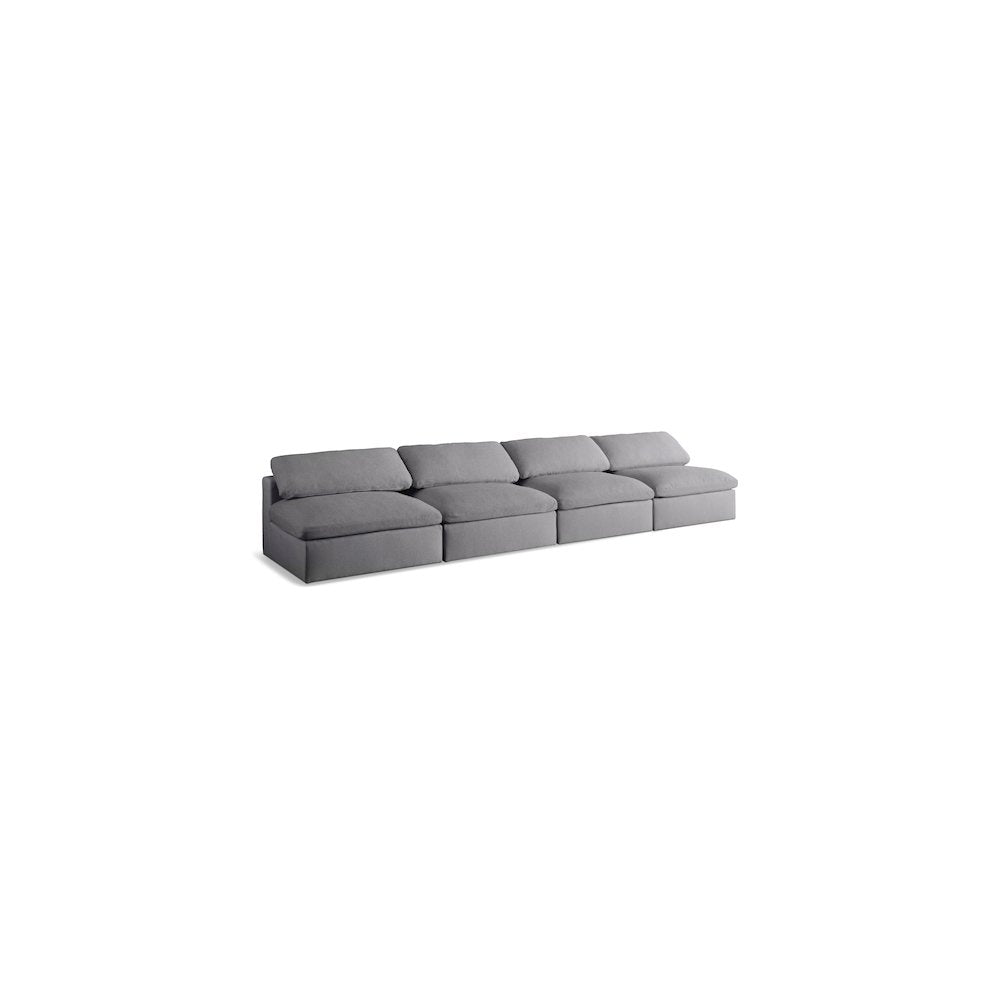 Serene Grey Linen Textured Fabric Deluxe Comfort Modular Armless Sofa