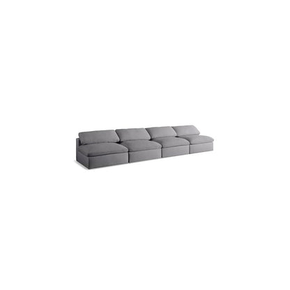 Serene Grey Linen Textured Fabric Deluxe Comfort Modular Armless Sofa