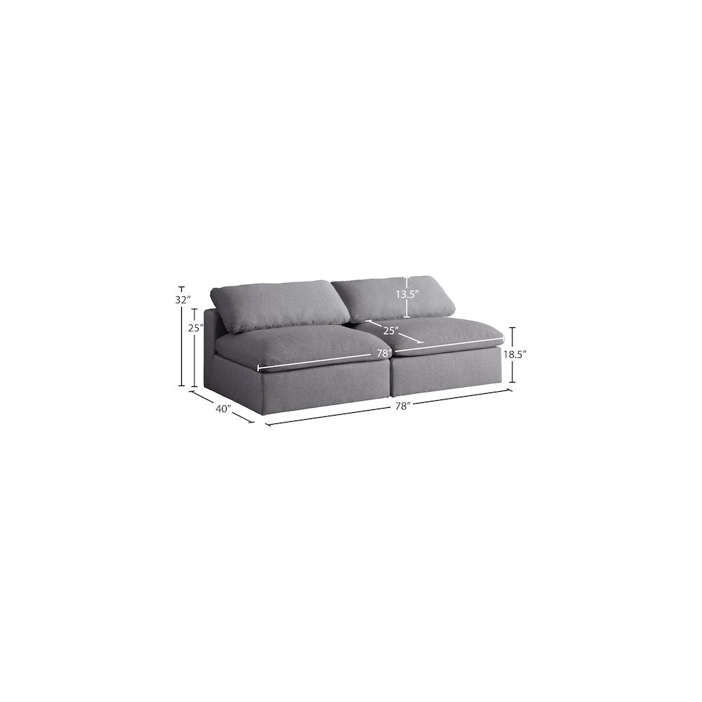 Serene Grey Linen Textured Fabric Deluxe Comfort Modular Armless Sofa