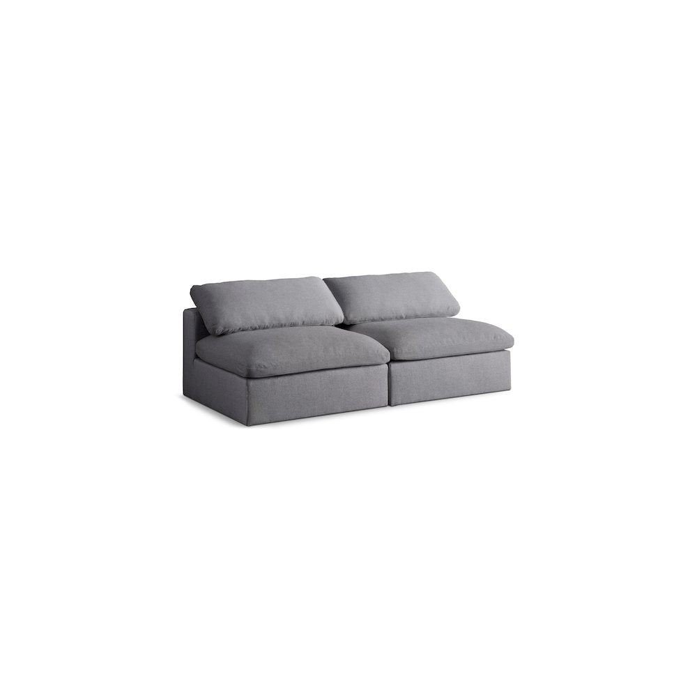 Serene Grey Linen Textured Fabric Deluxe Comfort Modular Armless Sofa