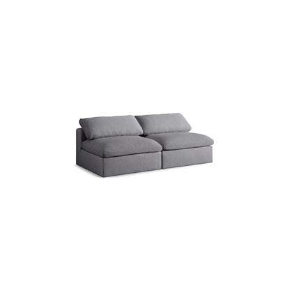 Serene Grey Linen Textured Fabric Deluxe Comfort Modular Armless Sofa