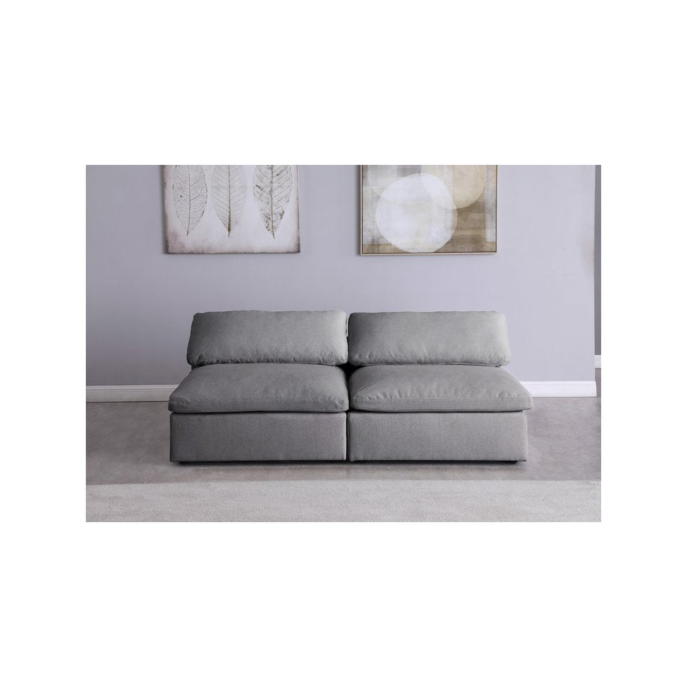 Serene Grey Linen Textured Fabric Deluxe Comfort Modular Armless Sofa
