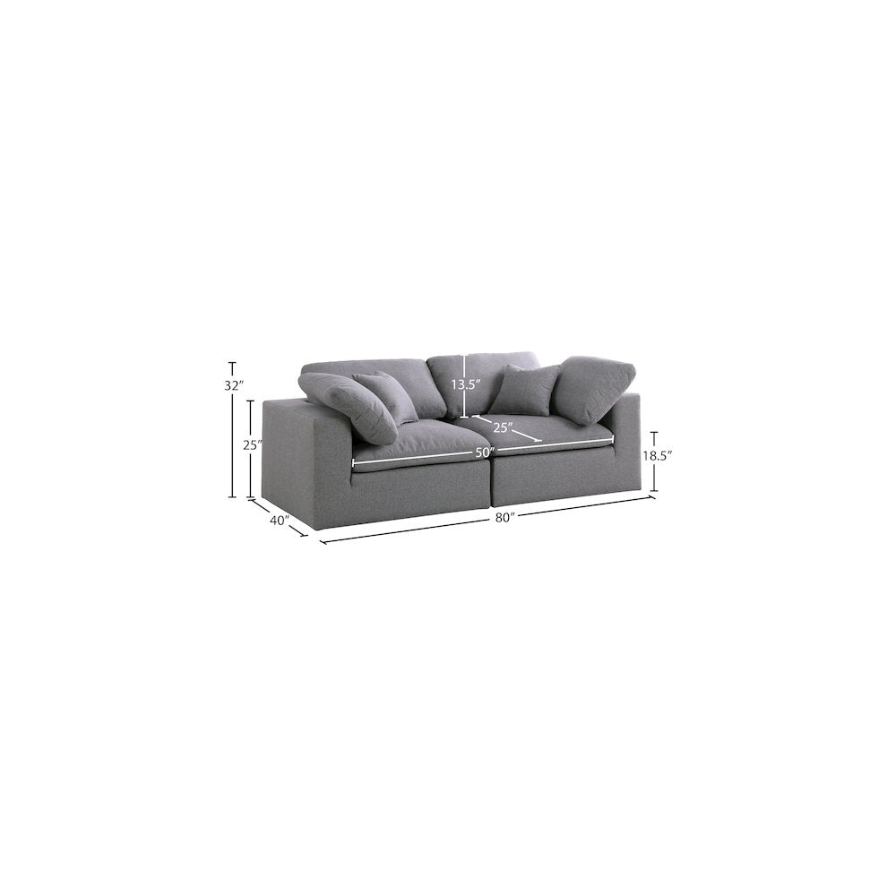 Serene Grey Linen Textured Fabric Deluxe Comfort Modular Sofa