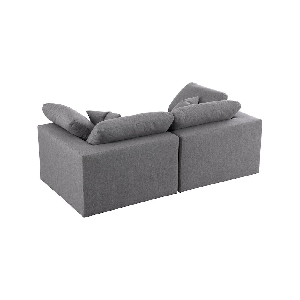 Serene Grey Linen Textured Fabric Deluxe Comfort Modular Sofa