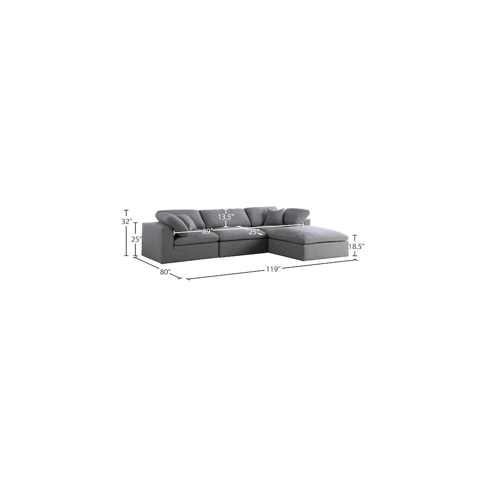 Serene Grey Linen Textured Fabric Deluxe Comfort Modular Sectional
