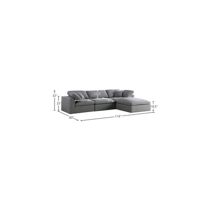 Serene Grey Linen Textured Fabric Deluxe Comfort Modular Sectional