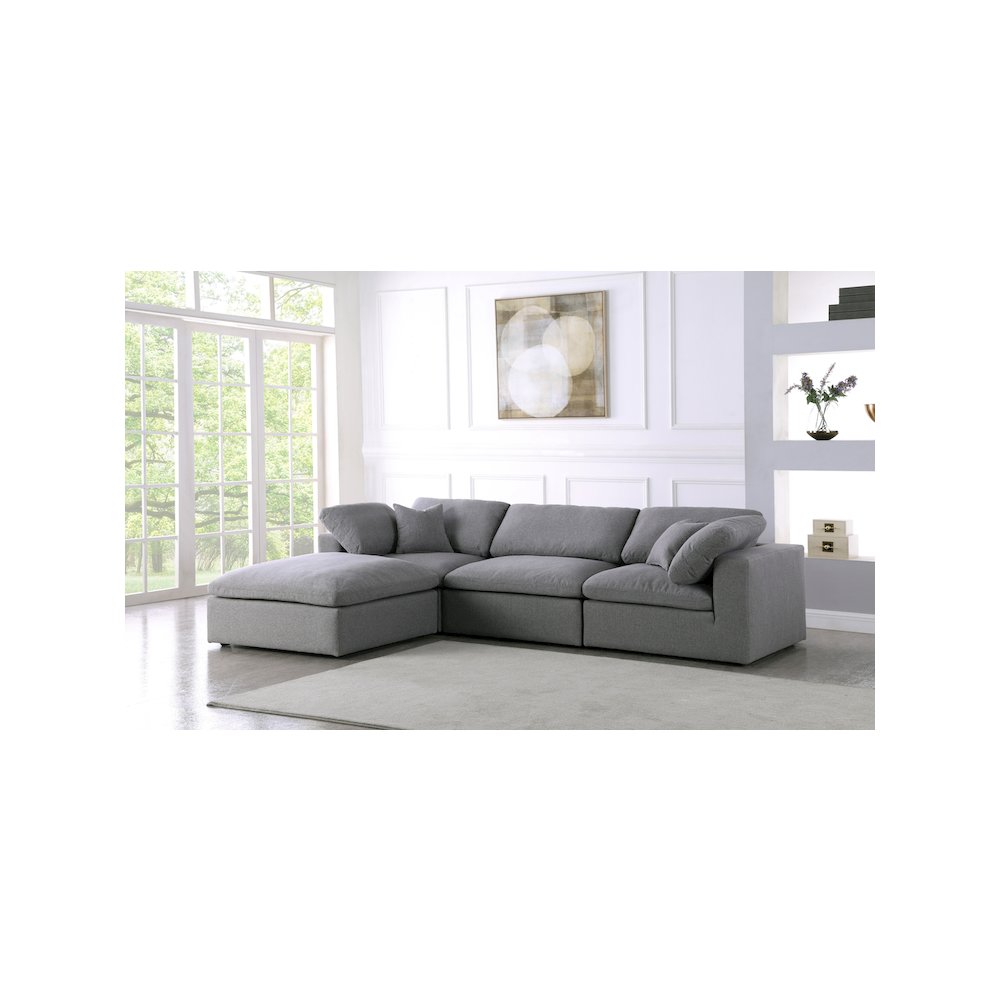 Serene Grey Linen Textured Fabric Deluxe Comfort Modular Sectional