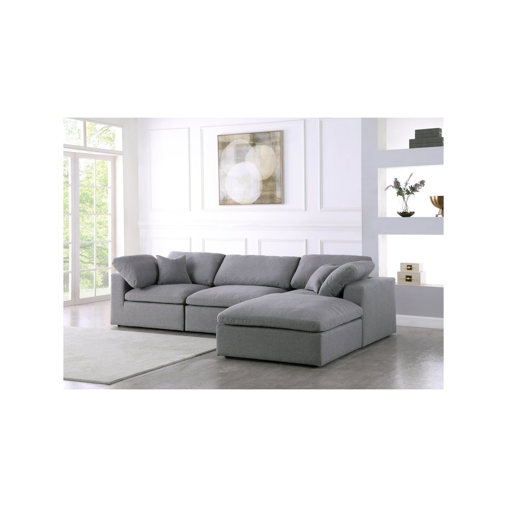 Serene Grey Linen Textured Fabric Deluxe Comfort Modular Sectional