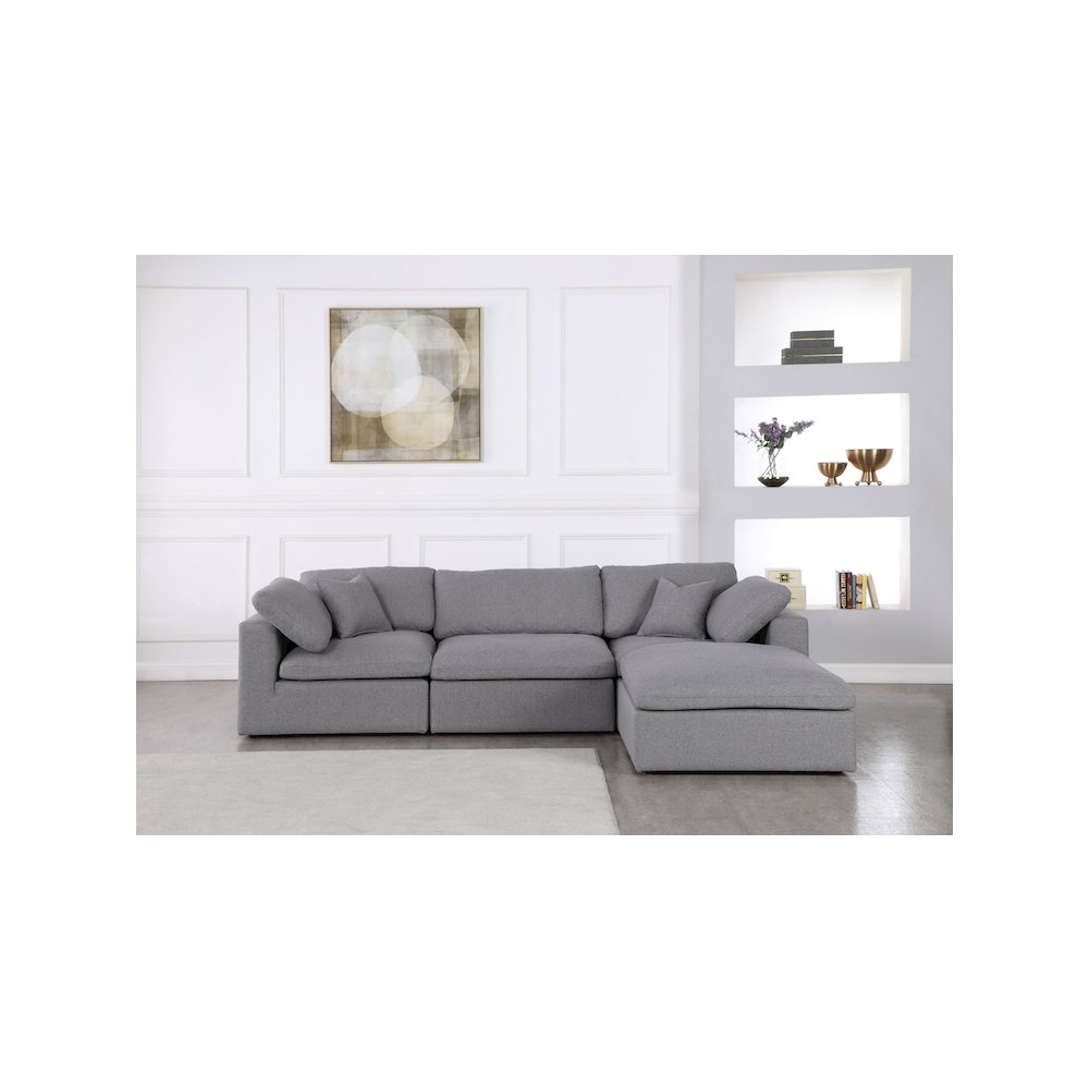 Serene Grey Linen Textured Fabric Deluxe Comfort Modular Sectional