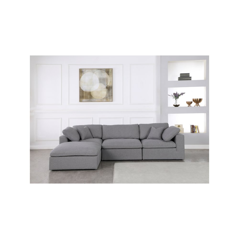Serene Grey Linen Textured Fabric Deluxe Comfort Modular Sectional