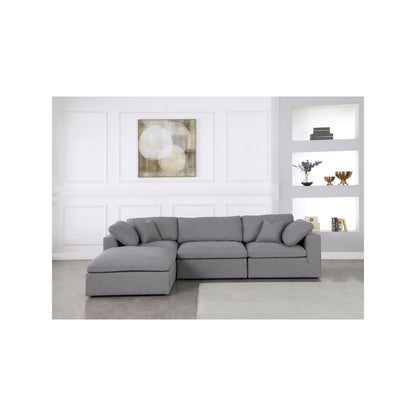 Serene Grey Linen Textured Fabric Deluxe Comfort Modular Sectional